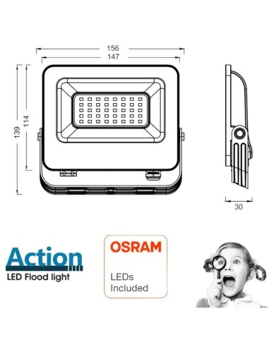 OSRAM LED Flutlichtstrahler 30W - ACTION PRO - DURIS E2835