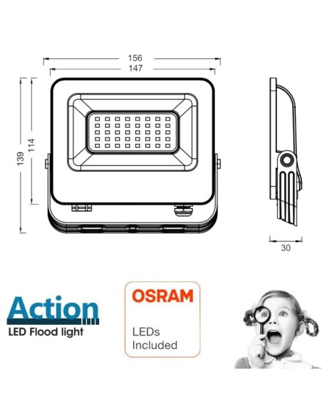 OSRAM LED Flutlichtstrahler 30W - ACTION PRO - DURIS E2835