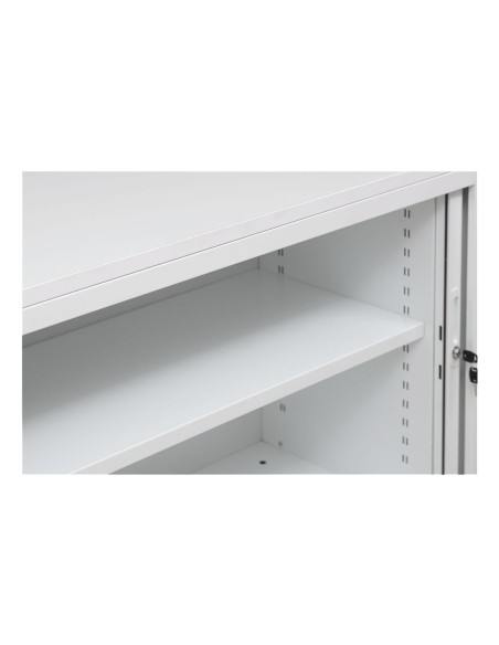 Wolfstahl Rolladenschrank Stahl 1 Fachböden Zylinderschloss 120 x 46 x 75 cm lichtgrau - schwarz - weiss