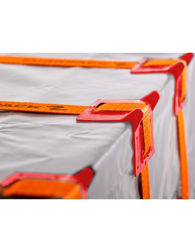 50x stk. Kantenschutzwinkel für Zurrgurte – für Bandbreite 50 mm mit Führungsschlitz – rot