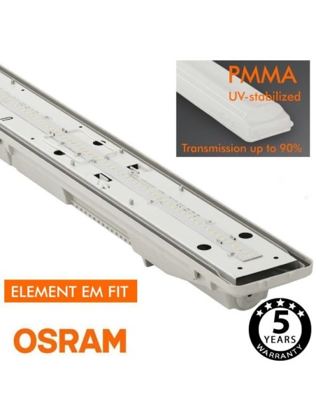 OSRAM LED-Chip Feuchtraum-Wannenleuchte 150cm (44W-38W-32W-25W Einstellbar) IP66