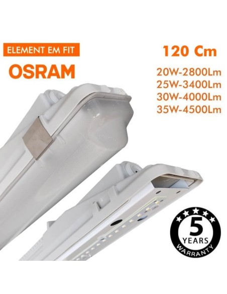 OSRAM LED-Chip Feuchtraum-Wannenleuchte 120cm (35W-30W-25W-20W Einstellbar) IP66
