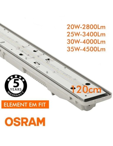 OSRAM LED-Chip Feuchtraum-Wannenleuchte 120cm (35W-30W-25W-20W Einstellbar) IP66