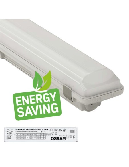 OSRAM LED-Chip Feuchtraum-Wannenleuchte 120cm (35W-30W-25W-20W Einstellbar) IP66