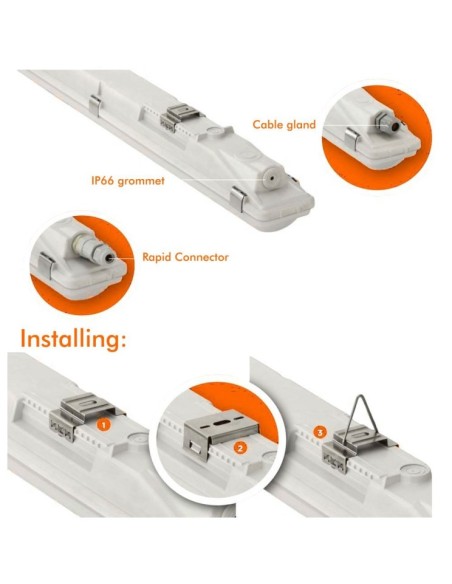 OSRAM LED-Chip Feuchtraum-Wannenleuchte 120cm (35W-30W-25W-20W Einstellbar) IP66