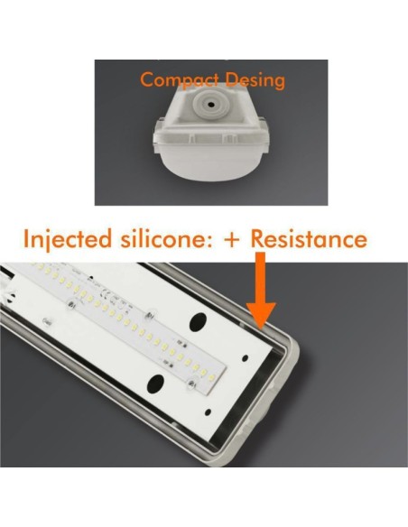 OSRAM LED-Chip Feuchtraum-Wannenleuchte 120cm (35W-30W-25W-20W Einstellbar) IP66