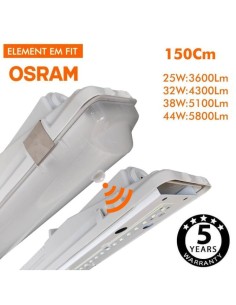 OSRAM LED-Chip Feuchtraum-Wannenleuchte 150cm PIR-Sensor (44W-38W-32W-25W Einstellbar) IP66 2
