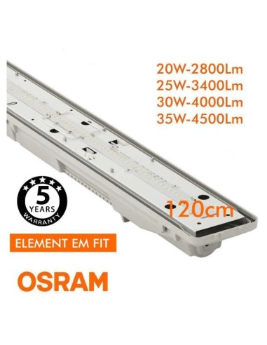 OSRAM LED-Chip Feuchtraum-Wannenleuchte 120cm PIR-Sensor (35W-30W-25W-20W Einstellbar) IP66