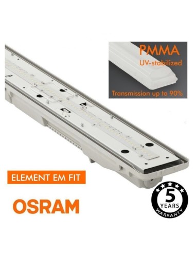 OSRAM LED-Chip Feuchtraum-Wannenleuchte 120cm PIR-Sensor (35W-30W-25W-20W Einstellbar) IP66