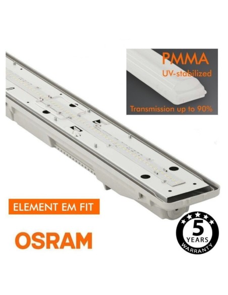 OSRAM LED-Chip Feuchtraum-Wannenleuchte 120cm PIR-Sensor (35W-30W-25W-20W Einstellbar) IP66