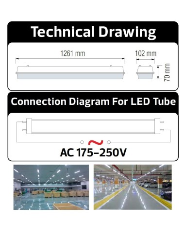 LED Feuchtraum-Wannenleuchte 120cm PROMASTER-T IP65 2x120 cm LED-Röhren inklusive IP66