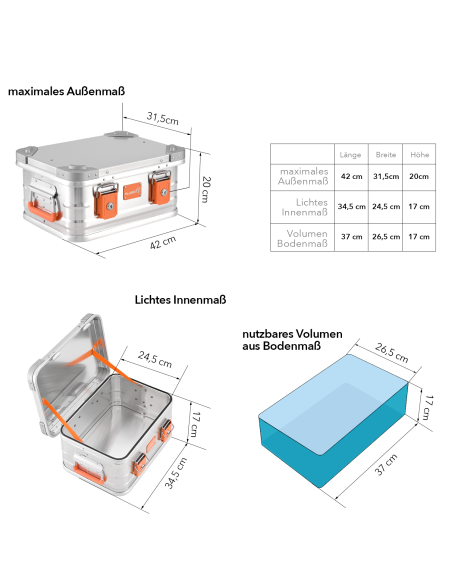 Transportkisten Alubox Aufbewahrungsbox - Stauraum abschliessbar - Stapelbar