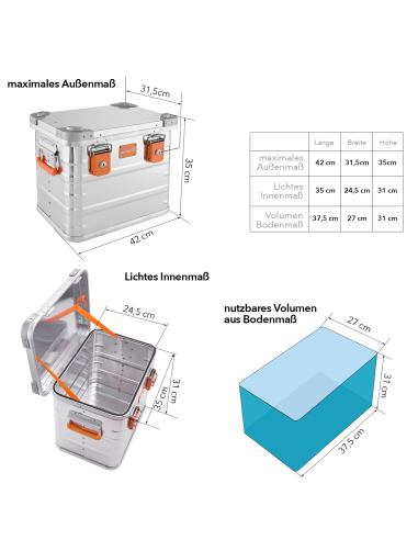 Transportkisten Alubox Aufbewahrungsbox - Stauraum abschliessbar - Stapelbar