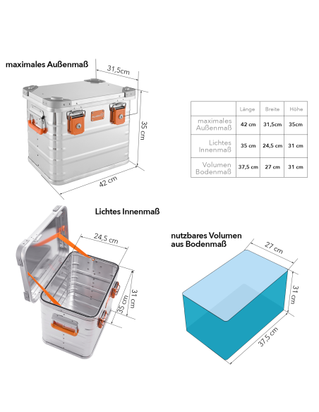 Transportkisten Alubox Aufbewahrungsbox - Stauraum abschliessbar - Stapelbar