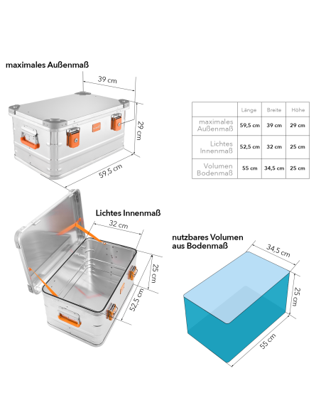 Transportkisten Alubox Aufbewahrungsbox - Stauraum abschliessbar - Stapelbar