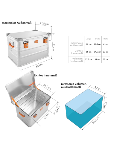 Transportkisten Alubox Aufbewahrungsbox - Stauraum abschliessbar - Stapelbar