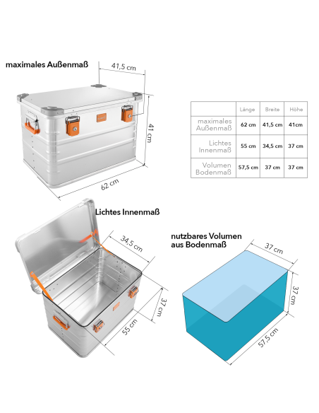 Transportkisten Alubox Aufbewahrungsbox - Stauraum abschliessbar - Stapelbar