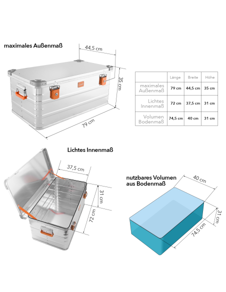 Transportkisten Alubox Aufbewahrungsbox - Stauraum abschliessbar - Stapelbar