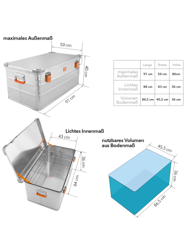 Transportkisten Alubox Aufbewahrungsbox - Stauraum abschliessbar - Stapelbar