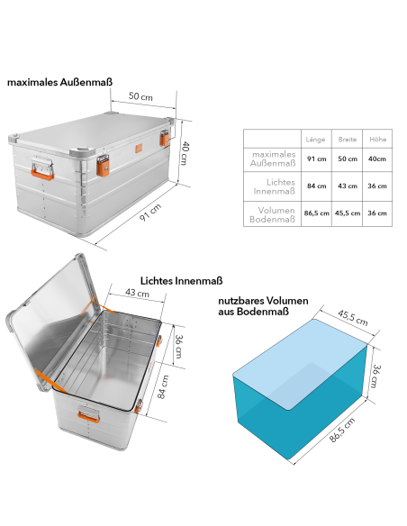 Transportkisten Alubox Aufbewahrungsbox - Stauraum abschliessbar - Stapelbar