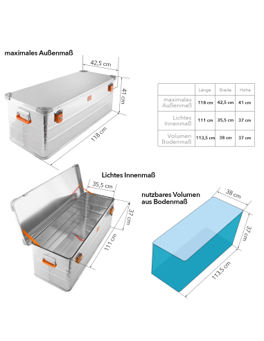 Transportkisten Alubox Aufbewahrungsbox - Stauraum abschliessbar - Stapelbar