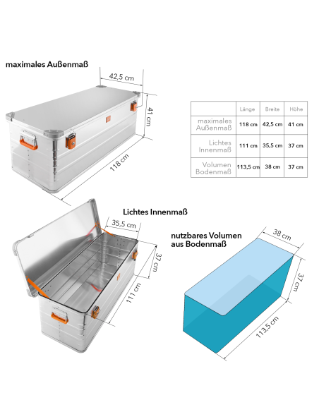 Transportkisten Alubox Aufbewahrungsbox - Stauraum abschliessbar - Stapelbar