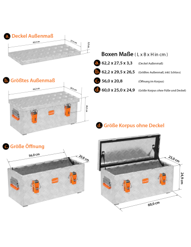 Massive Transportkisten aus Aluminium Riffelblech - Pritschenbox anbaufähig