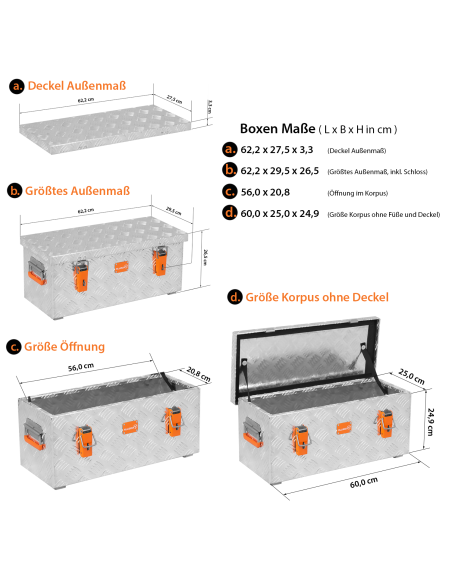 Massive Transportkisten aus Aluminium Riffelblech - Pritschenbox anbaufähig