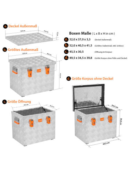 Massive Transportkisten aus Aluminium Riffelblech - Pritschenbox anbaufähig