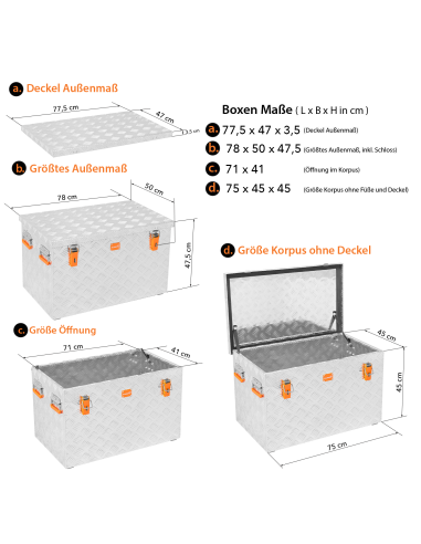Massive Transportkisten aus Aluminium Riffelblech - Pritschenbox anbaufähig