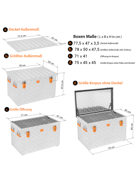 Massive Transportkisten aus Aluminium Riffelblech - Pritschenbox anbaufähig