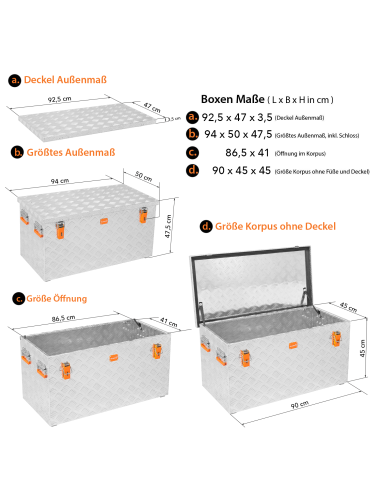 Massive Transportkisten aus Aluminium Riffelblech - Pritschenbox anbaufähig