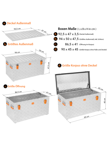Massive Transportkisten aus Aluminium Riffelblech - Pritschenbox anbaufähig
