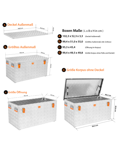 Massive Transportkisten aus Aluminium Riffelblech - Pritschenbox anbaufähig