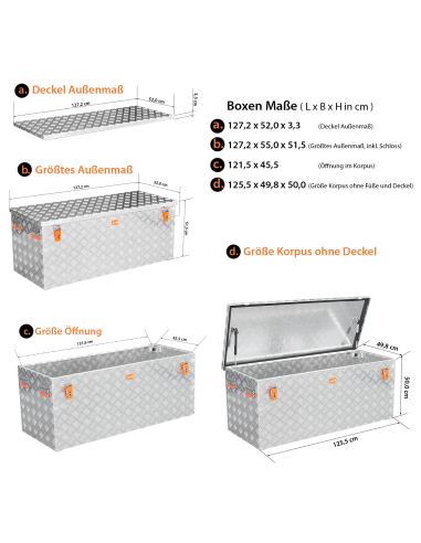 Massive Transportkisten aus Aluminium Riffelblech - Pritschenbox anbaufähig