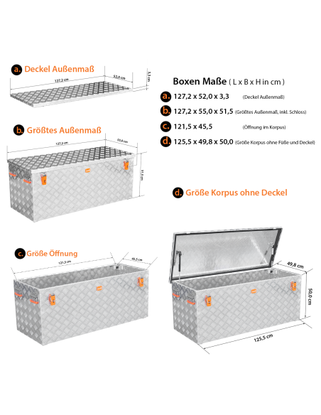 Massive Transportkisten aus Aluminium Riffelblech - Pritschenbox anbaufähig