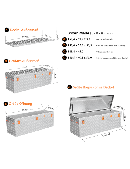 Massive Transportkisten aus Aluminium Riffelblech - Pritschenbox anbaufähig