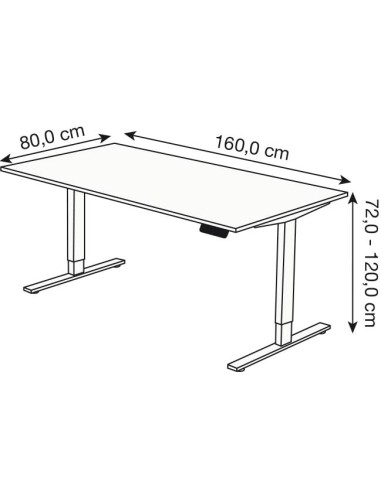 Move-3 Elektrisch höhenverstellbarer Schreibtisch rechteckig, T-Fuss-Gestell 160-180cm