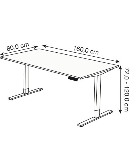 Move-3 Elektrisch höhenverstellbarer Schreibtisch rechteckig, T-Fuss-Gestell 160-180cm