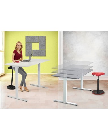 Move-3 Elektrisch höhenverstellbarer Schreibtisch rechteckig, T-Fuss-Gestell 160-180cm