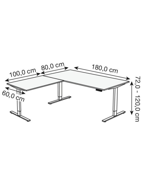 Move-3 Elektrisch höhenverstellbarer Schreibtisch L-Form, 180x80cm - Anbau 100x60cm