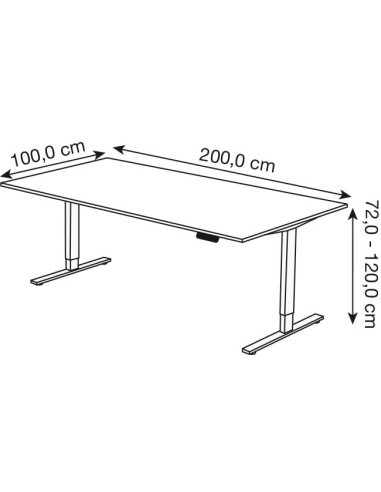 Move-3 XL Elektrisch höhenverstellbarer Schreibtisch rechteckig, 200x100cm