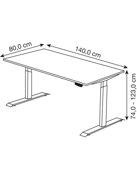 Move-1 Elektrisch höhenverstellbarer Schreibtisch rechteckig, T-Fuss-Gestell 140-180cm