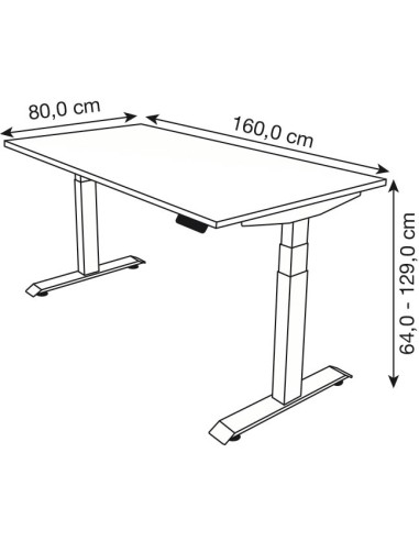 Move-4 Elektrisch höhenverstellbarer Schreibtisch rechteckig, T-Fuss-Gestell 160-200cm