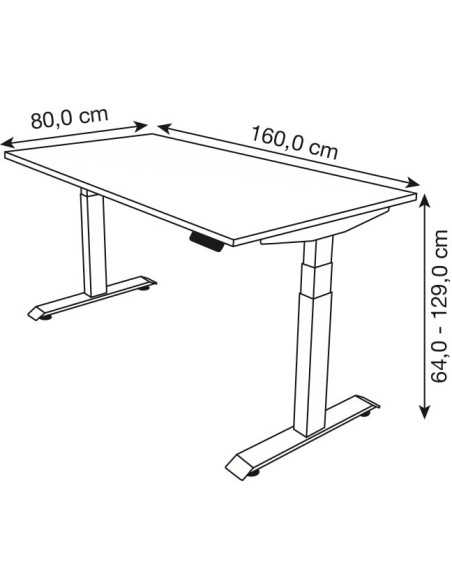 Move-4 Elektrisch höhenverstellbarer Schreibtisch rechteckig, T-Fuss-Gestell 160-200cm