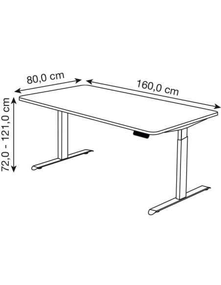 Move-3 Premium Elektrisch höhenverstellbarer Schreibtisch rechteckig, T-Fuss-Gestell 160-200cm