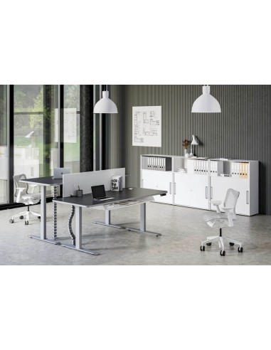 Move-3 Premium Elektrisch höhenverstellbarer Schreibtisch rechteckig, T-Fuss-Gestell 160-200cm