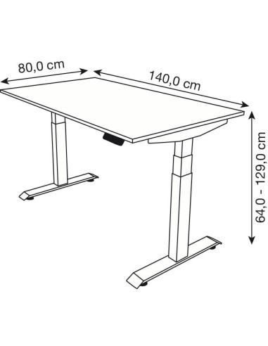 Move-4 Elektrisch höhenverstellbarer Schreibtisch rechteckig, T-Fuss-Gestell 140-200cm