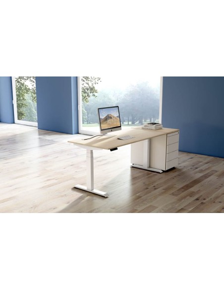 Move-4 Elektrisch höhenverstellbarer Schreibtisch rechteckig, T-Fuss-Gestell 140-200cm