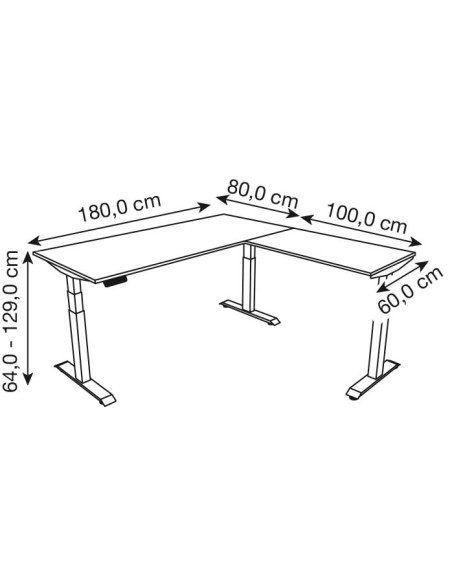 Move-4 Elektrisch höhenverstellbarer Schreibtisch L-Form, 180x80cm - Anbau 100x60cm